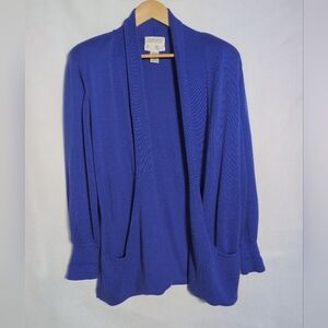 Vintage Sideffects Sz L Blue Open Front Cardigan Sweater
